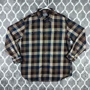 Carhartt Shirt Men Large Brown Black Plaid Flannel Hubbard Original Fit